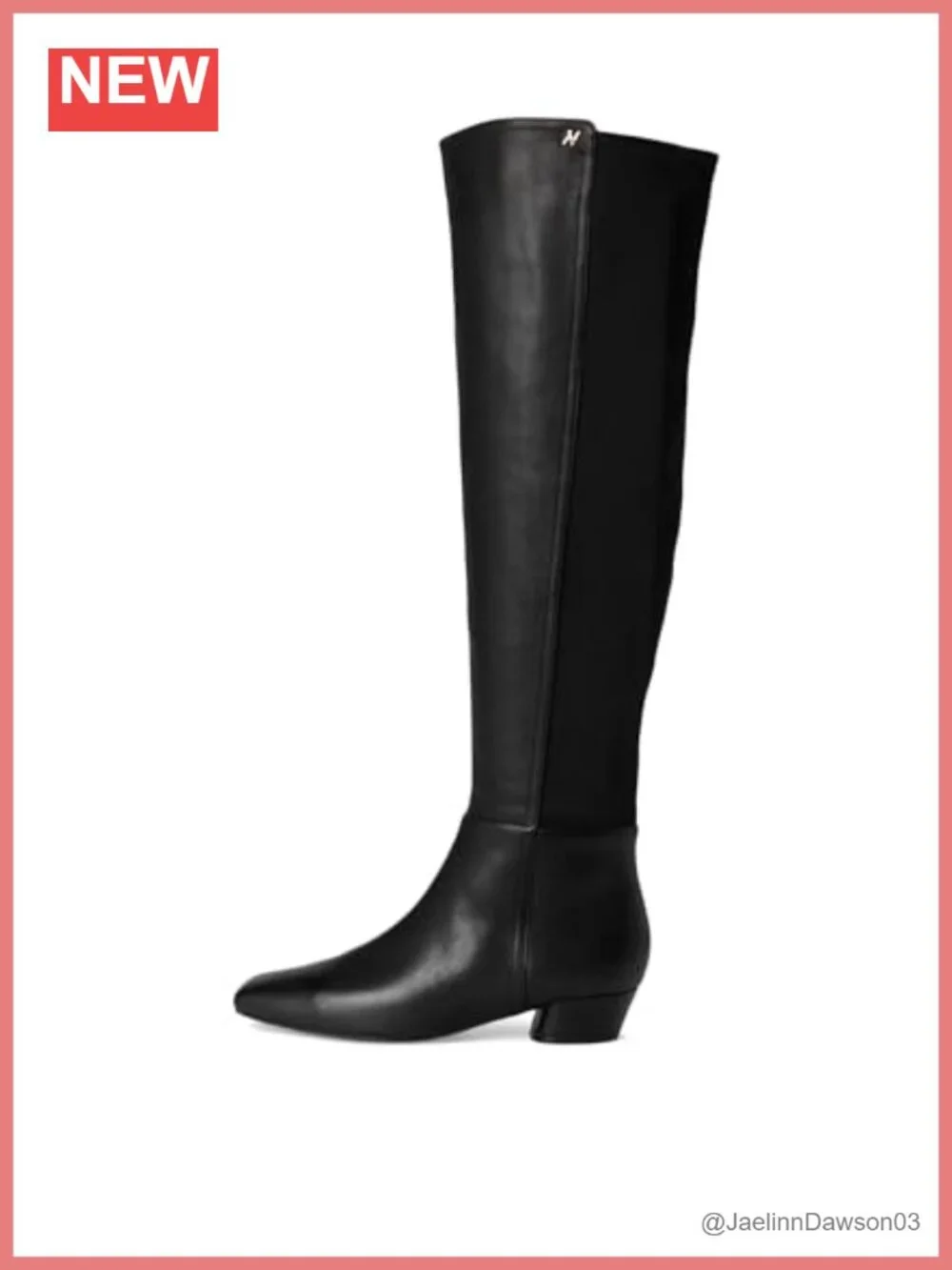 Naturalizer Reese Knee-High Boots Leather Neoprene Block Heel